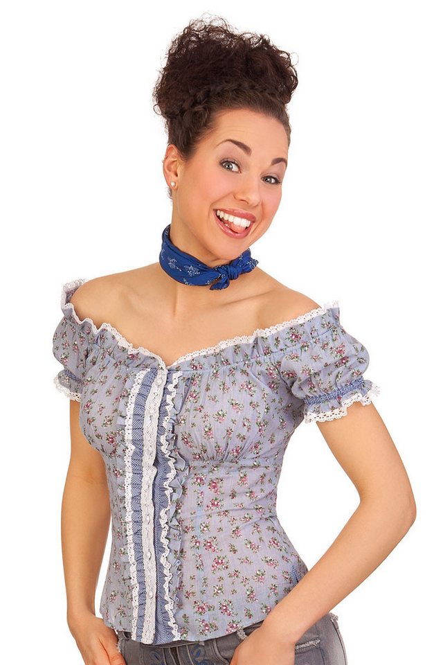 Krüger Madl Trachtenbluse Trachtenbluse - GESINE - rot, blau von Krüger Madl