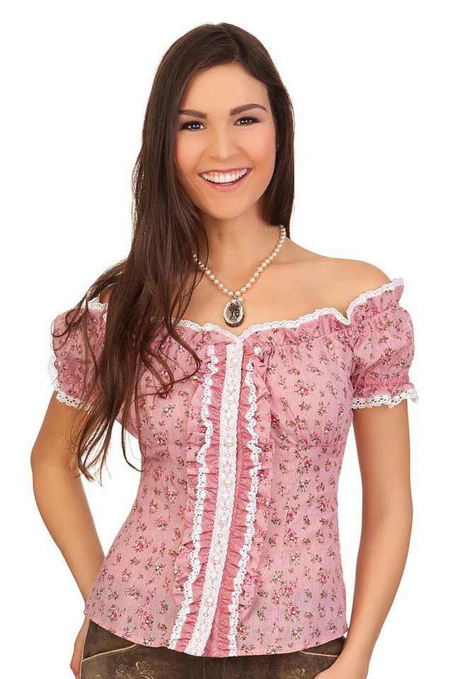 Krüger Madl Trachtenbluse Trachtenbluse - GESINE - rot, blau von Krüger Madl