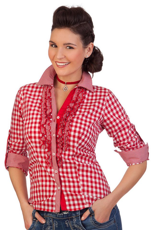 Krüger Madl Trachtenbluse Trachtenbluse - SPORTY - rot, blau von Krüger Madl