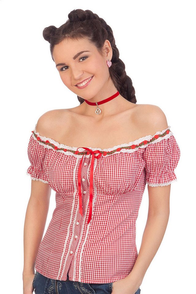 Krüger Madl Trachtenbluse Trachtenbluse - ZOE - rot, rosa von Krüger Madl