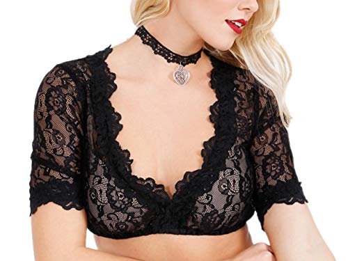 Krüger Trachten Wunderschöne Dirndlbluse aus Spitze (schwarz, 34) von Krüger Trachten
