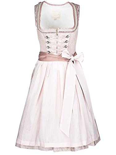 KRÜGER Dirndl Enid Damen Rose | rosa 60cm Länge schlicht elegant | Jacquard-Dirndl Gr. 38 von Krüger