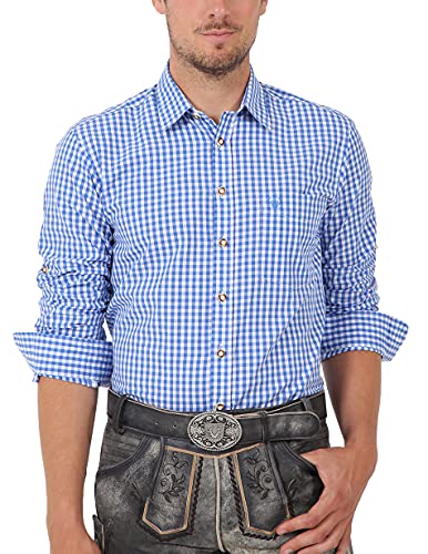 Krüger BUAM Herren Slim Fit Trachtenhemd 951, Mehrfarbig (weiß - blau 108), Gr. 37-38 (Herstellergröße: S) von Krüger