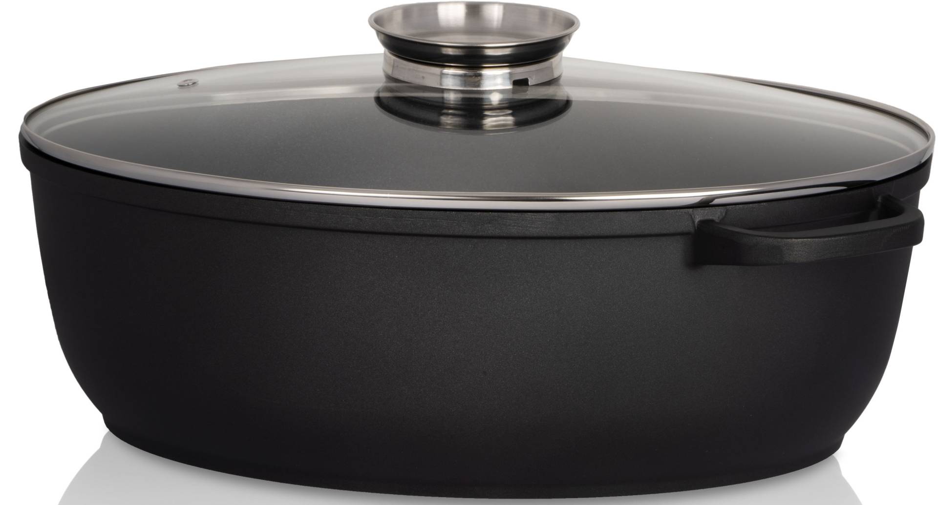 Krüger Bräter "Aluguss Gansbräter mit Glasdeckel und Aromaknopf LEIPZIG, 42x32x14 cm" 1 Stk. tlg. Aluminiumguss von Krüger