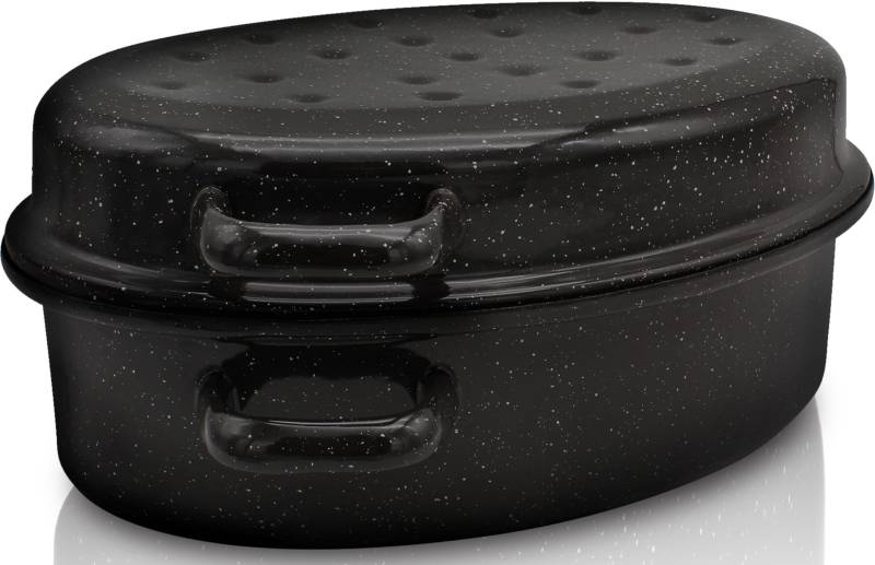 Krüger Bräter "Gansbräter mit Tropfdeckel" Emaille von Krüger