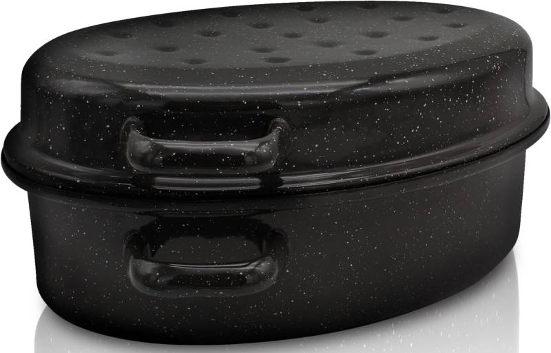 Krüger Bräter "Gansbräter mit Tropfdeckel" Emaille von Krüger