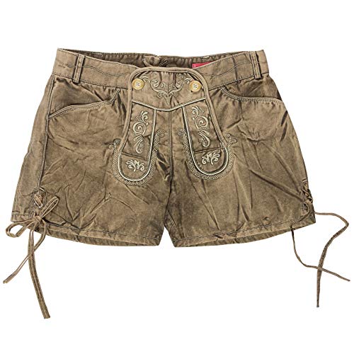 Krüger Damen Trachten-Shorts, Farbe:Dunkelbraun/Natur;Größe:38 von Krüger