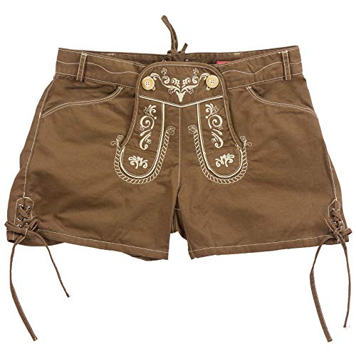 Krüger Damen Trachten Shorts Hotpants Trachtenhose, Farbe:braun/Natur;Größe:42 von Krüger