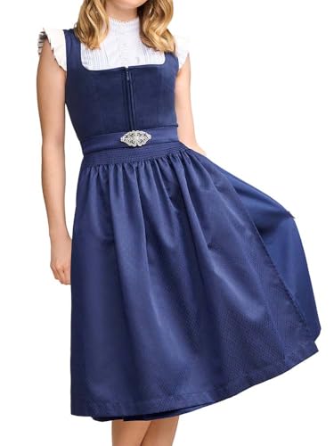 Krüger Dirndl Alisha 70cm Länge Knielang | Elegantes Samt-Dirndl mit Schlichter Dirndlschürze | Damen (DE/NL/SE/PL, Numerisch, 32, Regular, Regular, blau) von Krüger