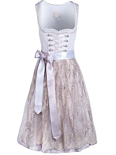 Krüger Dirndl Damen Roberta 111264 |Midi 70cm Länge Natur hell | Jacquard Spitze Gr. 38 von Krüger