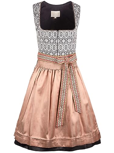 Krüger Dirndl Euphemina schwarz | 60cm Knielang | Stickerei Azteken-Muster Webband Gr 42 von Krüger