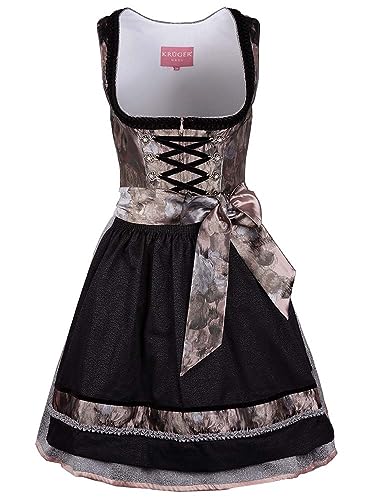 Krüger Dirndl Laurina 50er Länge schwarz grau | Jacquard-Dirndl schlicht elegant Gr 34 von Krüger