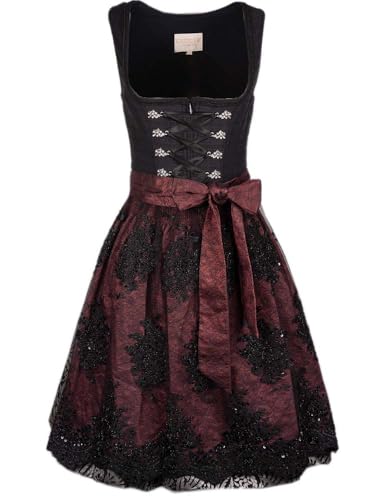 Krüger Dirndl Leslie schwarz rot | 60cm Rocklänge Knielang | Damen Gr 36 von Krüger