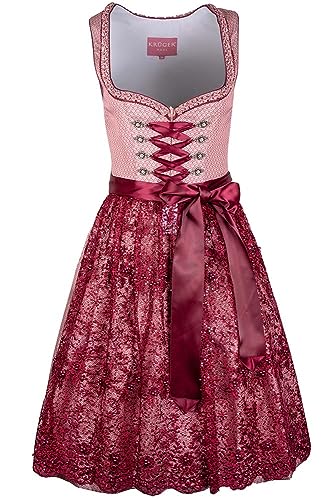 Krüger Dirndl Marica 60er Länge Beere | Jacquard-Dirndl schlicht elegant Gr 36 von Krüger