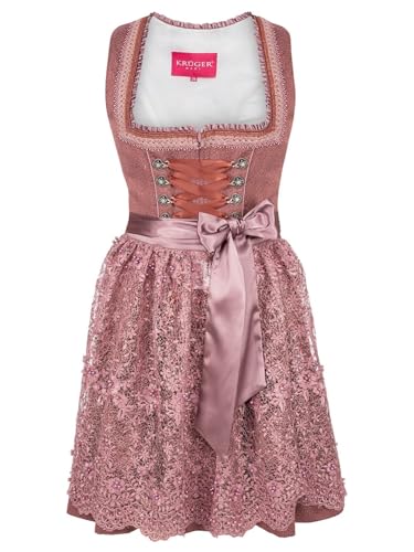 Krüger Dirndl Seline 50er Länge Beere | Jacquard-Dirndl schlicht elegant Gr 42 von Krüger