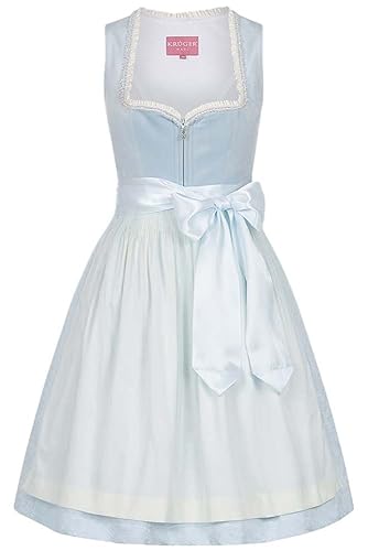 Krüger Dirndl Venedig Damen | Samt hellblau weiß | 50cm Länge Gr 36 von Krüger