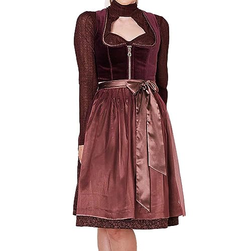 Krüger Dirndl Vreni 60er Länge Bordeaux | Samt-Dirndl schlicht elegant Gr 38 von Krüger