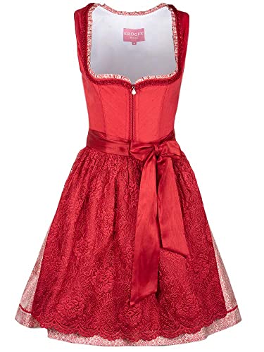 Krüger Dirndl Zora Damen rot | kurz 50cm Länge | Minidirndl Spitze Gr. 32 von Krüger