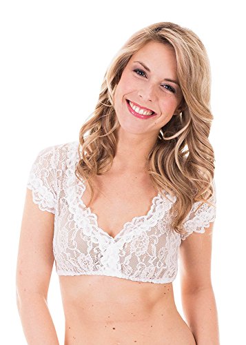 Krüger Dirndlbluse Cassandra Spitzendirndlbluse (30, Ecru Kurzarm) von Krüger