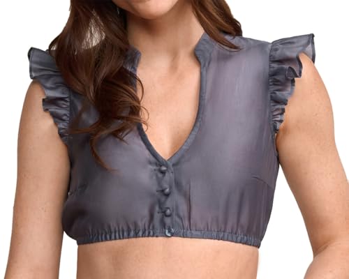 Krüger Dirndlbluse Leda Flügelarm | Bluse mit V-Ausschnitt | transparent (DE/NL/SE/PL, Numerisch, 38, Regular, Regular, blau) von Krüger