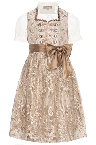Krüger Kinderdirndl Kalinda beige/brau 3-TLG, Gr. 128 von Krüger