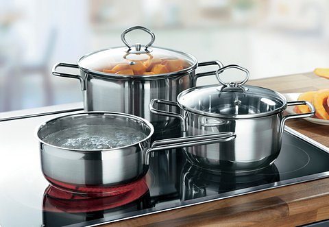 Krüger Topf-Set "Manhattan" Set, 1x Kochtopf Ø 16 cm, 1x Kochtopf Ø 20 cm, 1x Stielkasserolle Ø 16 cm, 5 Stk. tlg. Edelstahl von Krüger