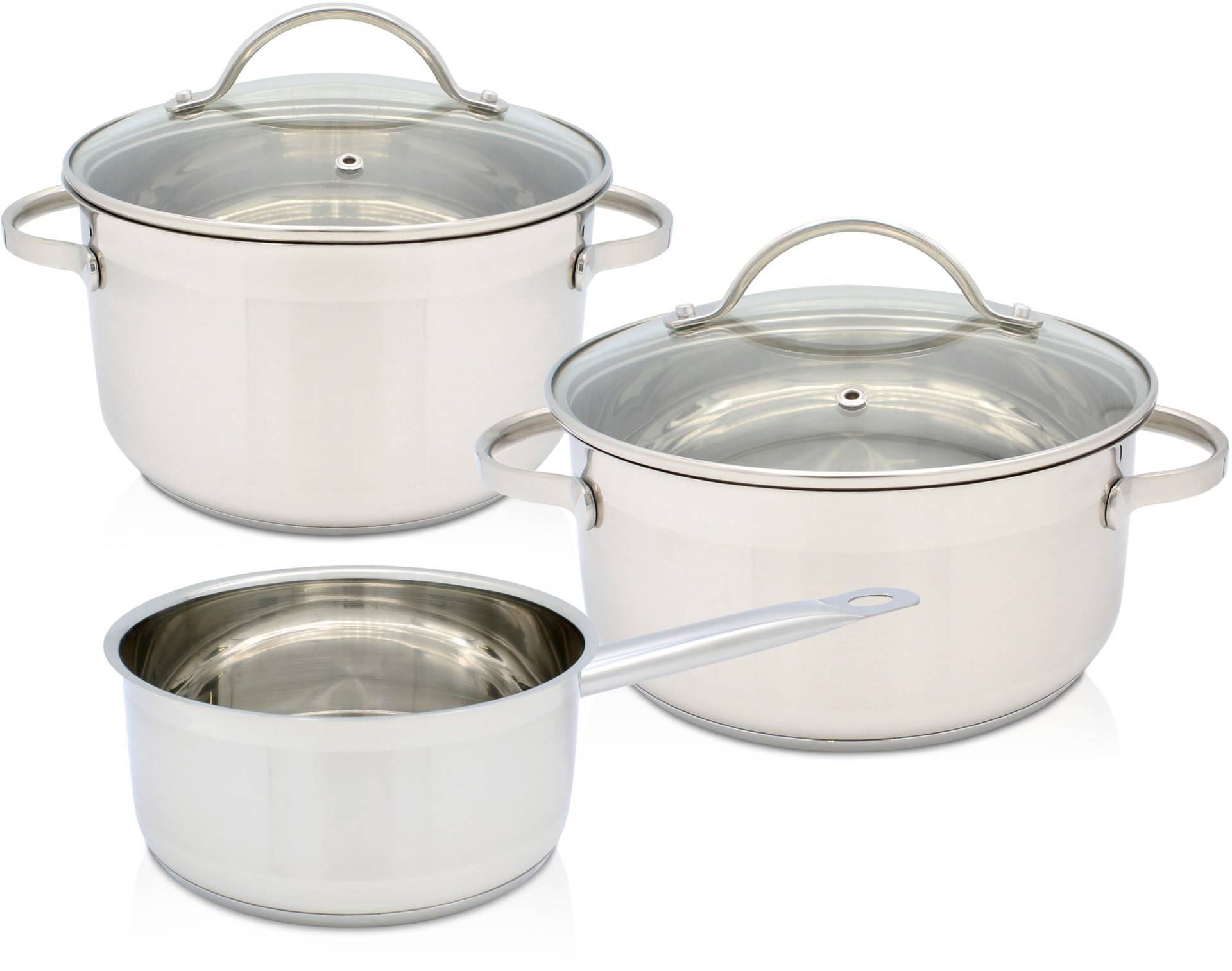 Krüger Topf-Set "Ohio" Set, 1x Bratentopf Ø 20 cm, 1x Fleischtopf Ø 16 cm, 1x Stieltopf Ø 16 cm, 5 Stk. tlg. Edelstahl von Krüger