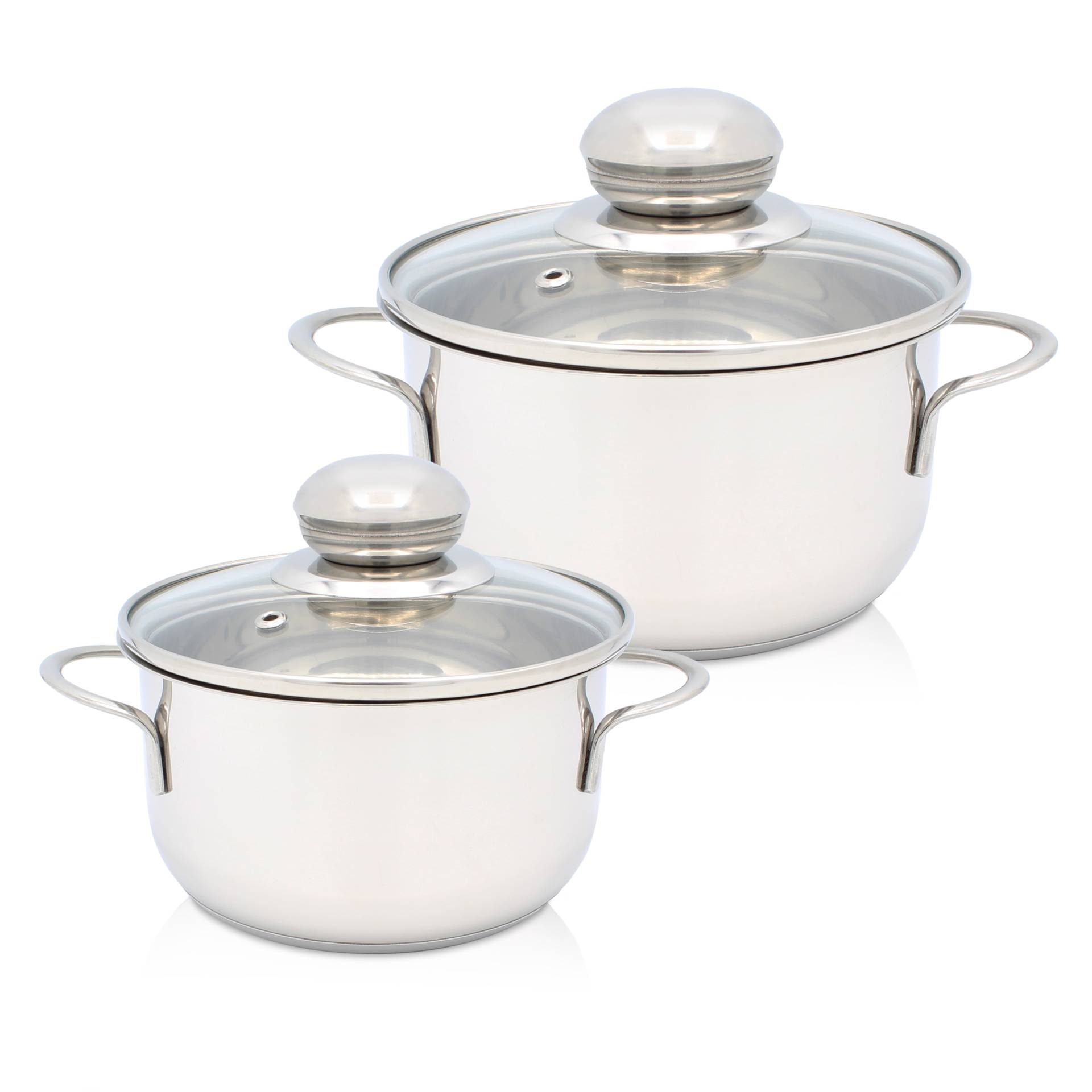 Krüger Topf-Set "Saturn" Set, 1x Fleischtopf Ø 12 cm, 1x Fleischtopf Ø 14 cm, je mit Deckel, 2 Stk. tlg. Edelstahl von Krüger