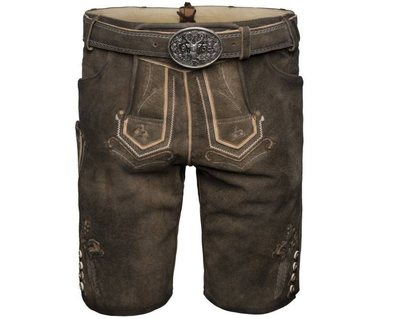 Krüger Trachtenlederhose Milo mit Gürtel Herren (1-tlg) Trachtenlederhose, Trachtenhose, Bayerische Lederhose, Oktoberfest von Krüger