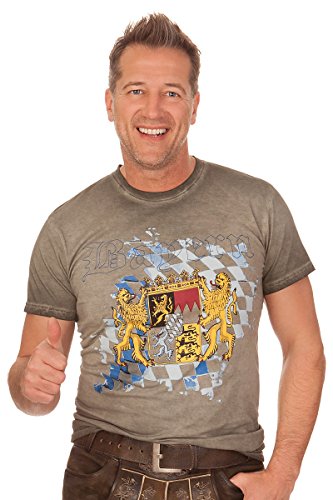 Trachten Herren Shirt - Bayern - Oliv, Größe S von Krüger