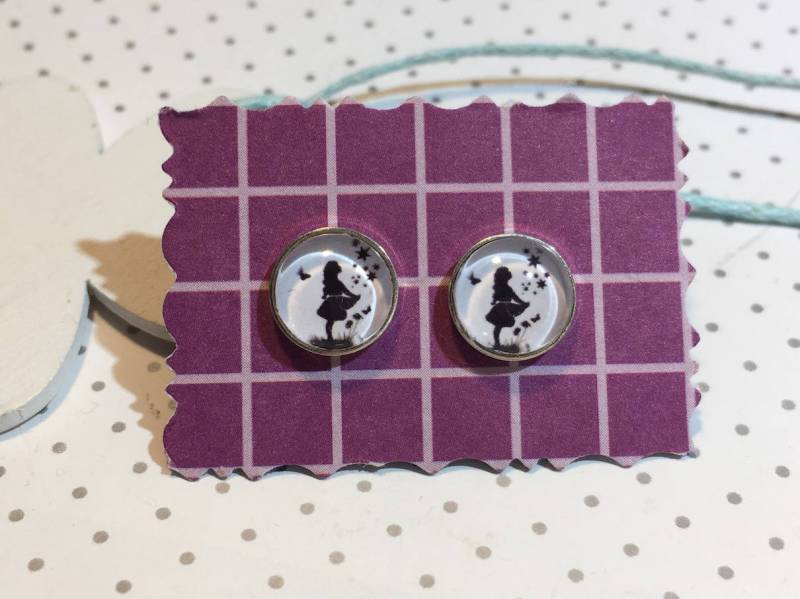 925 Sterling Silber Sterntaler Mädchen Ohrstecker Ohrringe Cabochon von KruemelsAtelier