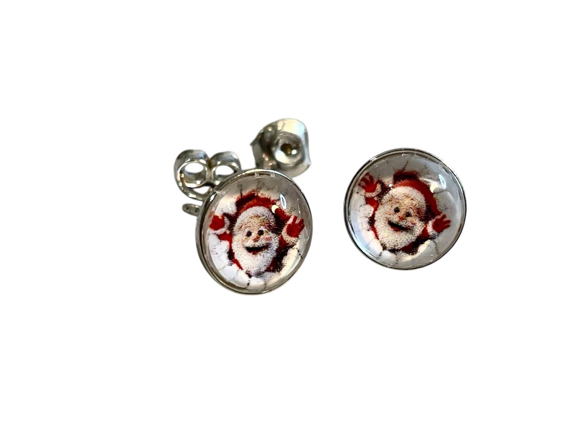 925 Sterling Silber Weihnachtsmann Cabochon Ohrstecker Ohrringe Weihnachten von KruemelsAtelier