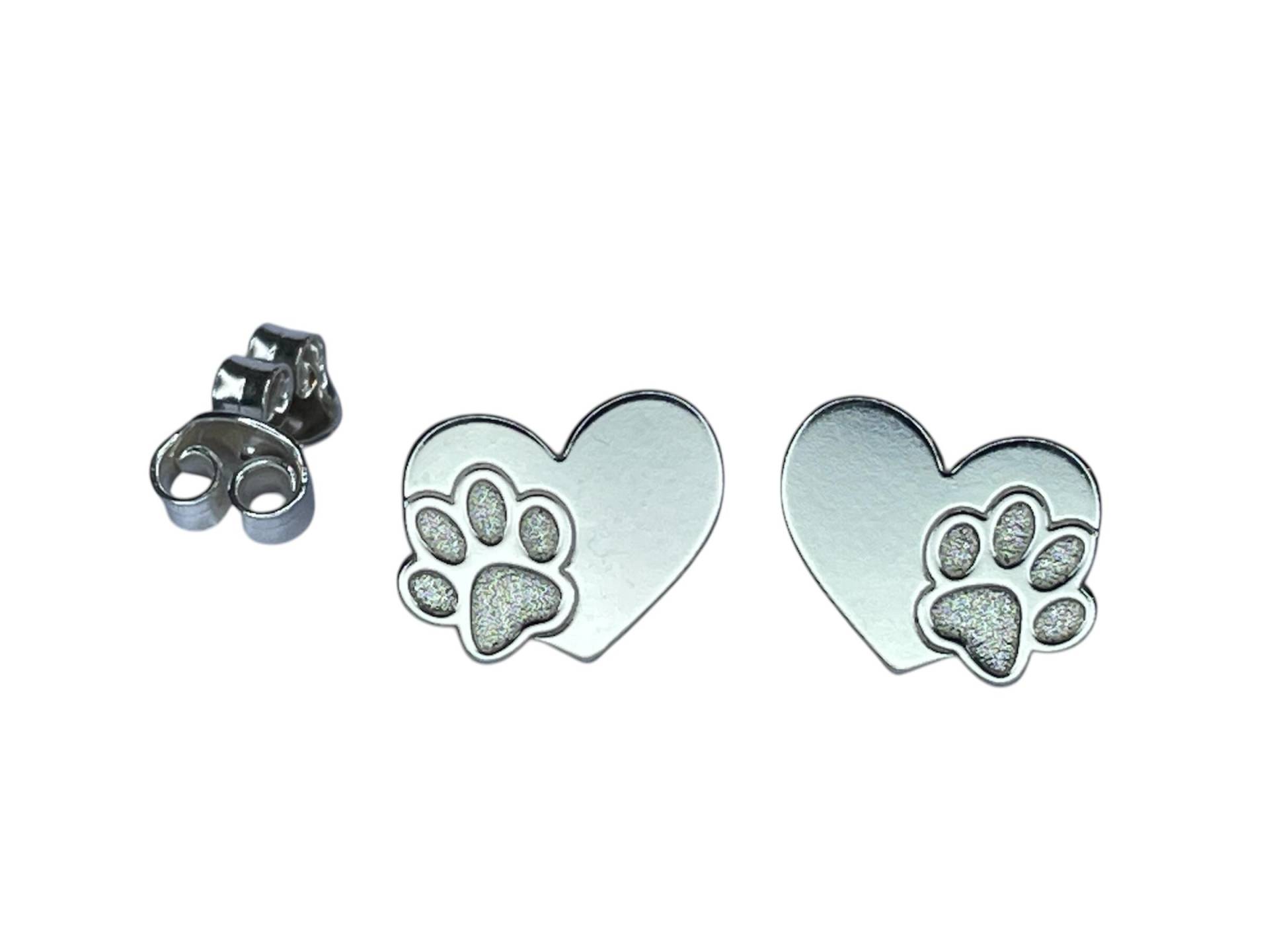 Herz Mit Tatze Pfote Ohrringe Ohrstecker 925 Sterling Silber von KruemelsAtelier