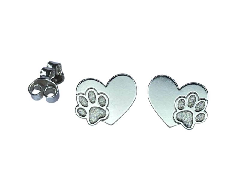 Herz Mit Tatze Pfote Ohrringe Ohrstecker 925 Sterling Silber Herz Mit Tatze Pfote Ohrringe Ohrstecker 925 Sterling Silber von KruemelsAtelier