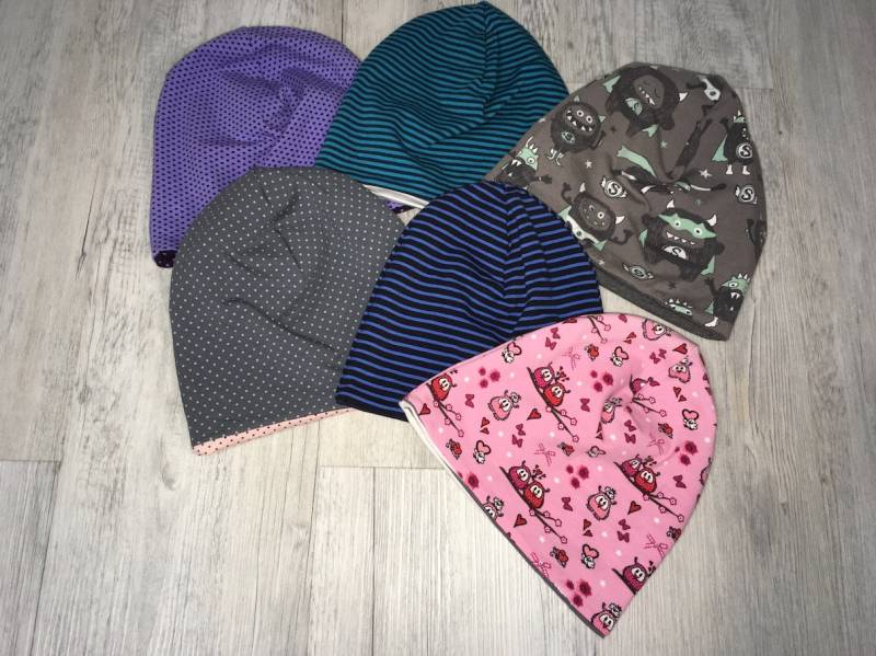 Kinder Beanie Mütze Wendebeanie Wende-Beanie Größe 46 - 52 von KruemelsAtelier