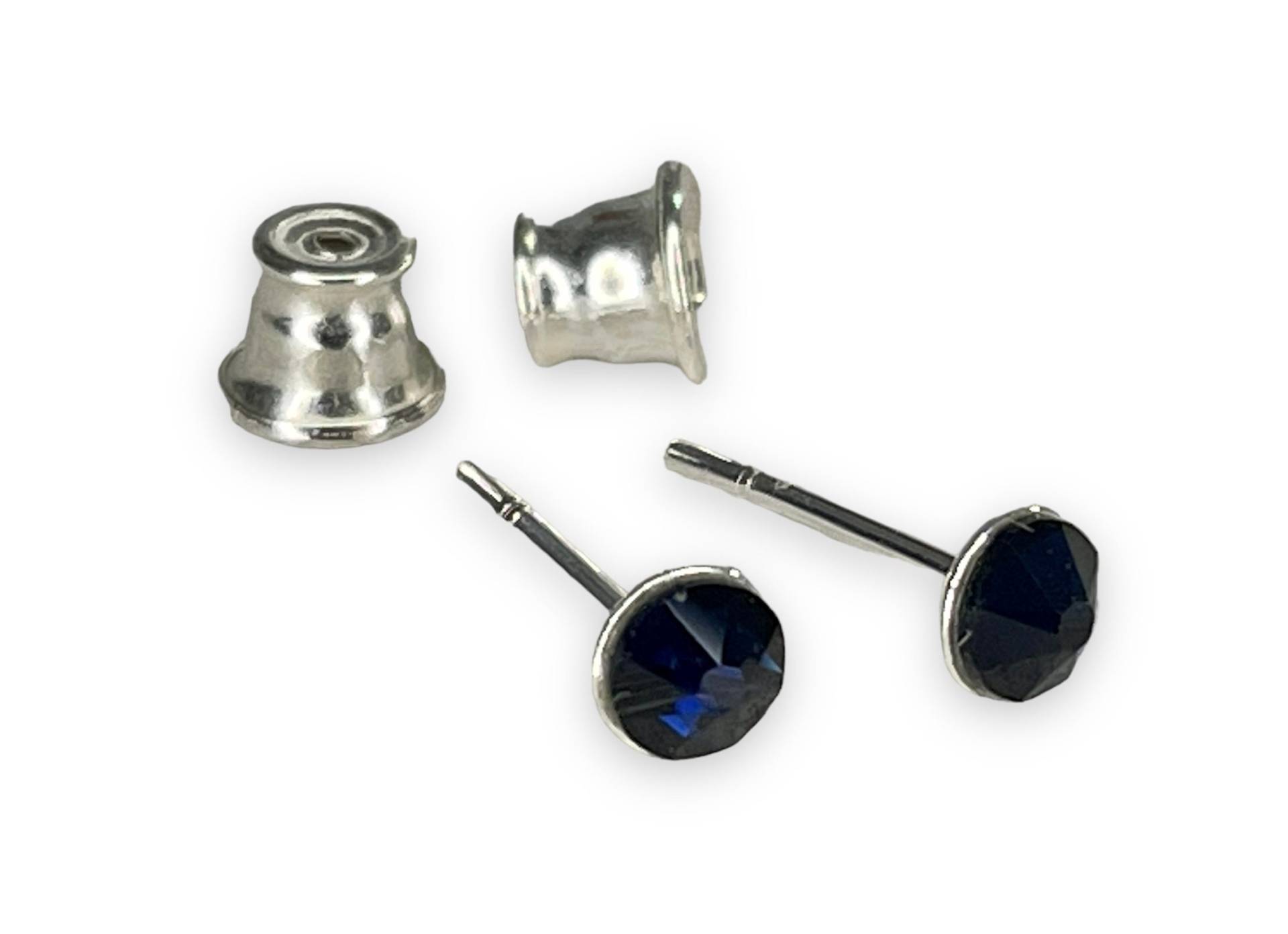 Mini Silber Swarovski Kristall 4mm Xirius Crystal Mit 925 Sterling Ohrstecker Ohrringe Dark Indigo von KruemelsAtelier