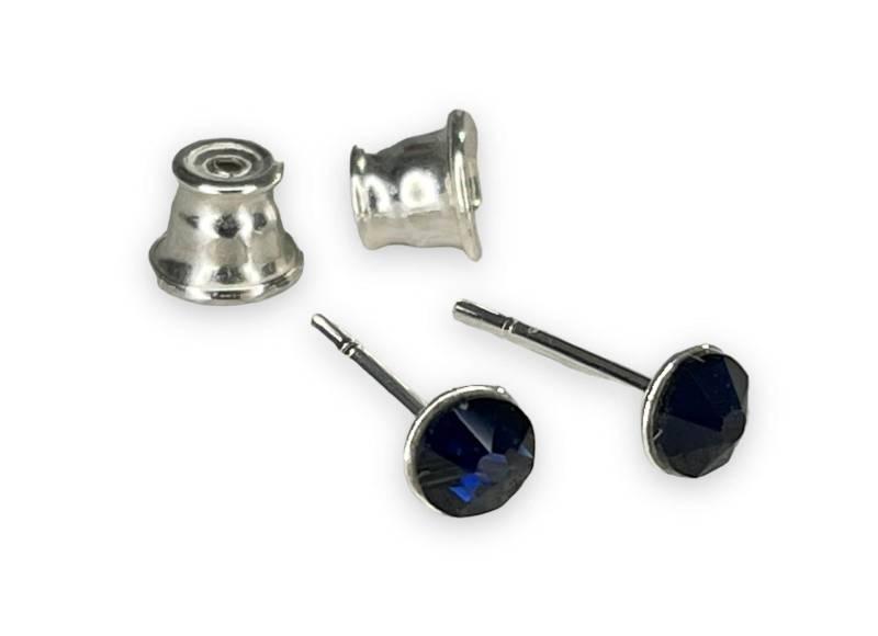 Mini Silber Swarovski Kristall 4mm Xirius Crystal Mit 925 Sterling Ohrstecker Ohrringe Dark Indigo von KruemelsAtelier