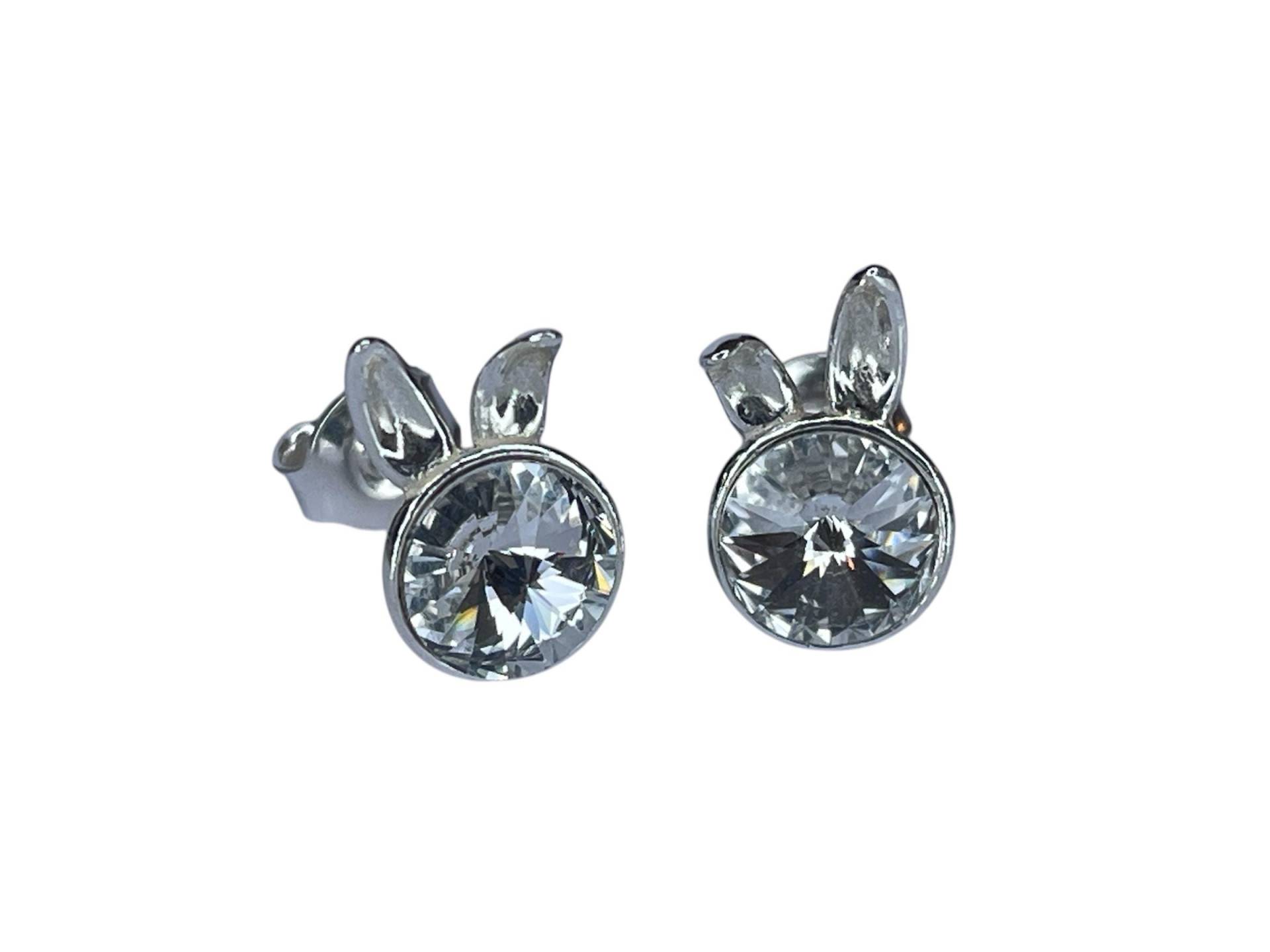 Silber Swarovski Kristall Mit 925 Sterling Hase Ohrstecker Ohrringe Rivoli Crystal von KruemelsAtelier