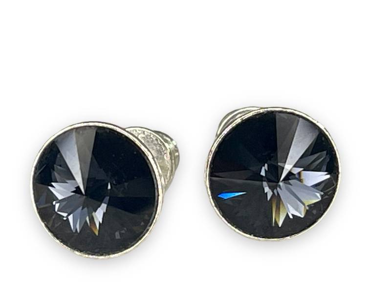 Silber Swarovski Kristall Mit 925 Sterling Ohrstecker 8mm Ohrringe Ohrhänger Rivoli Graphite von KruemelsAtelier