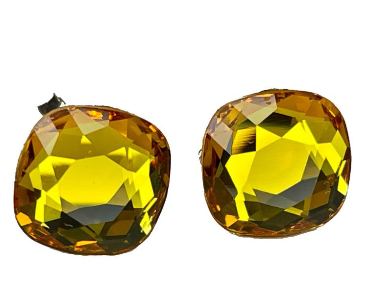 Silber Swarovski Kristall Mit 925 Sterling Ohrstecker Ohrringe Ohrhänger Cushion Crystal Sunflower von KruemelsAtelier