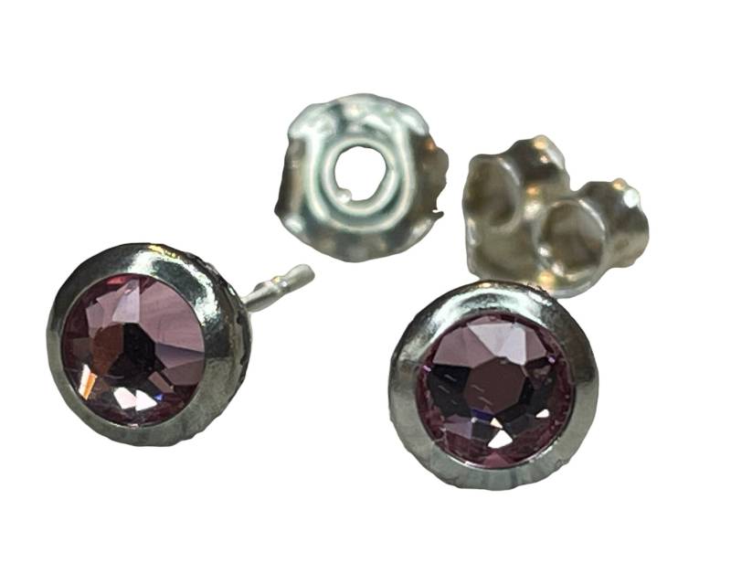 Silber Swarovski Kristall Mit 925 Sterling Ohrstecker Ohrringe Ohrhänger Frame Light Rose von KruemelsAtelier