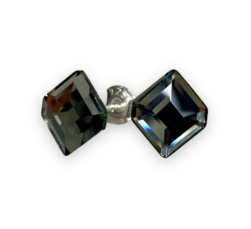 Silber Swarovski Kristall Mit 925 Sterling Ohrstecker Ohrringe Ohrhänger Small Hexagon Black Diamond von KruemelsAtelier