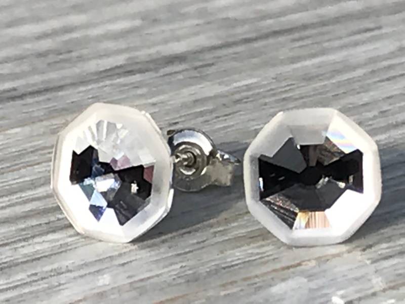 Silber Swarovski Kristall Mit 925 Sterling Ohrstecker Ohrringe Ohrhänger Solaris Crystal von KruemelsAtelier