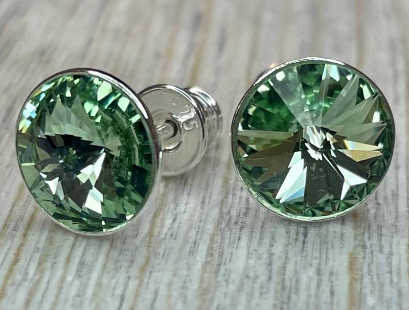 Silber Swarovski Kristall Mit 925 Sterling Ohrstecker Ohrringe Rivoli Crystal Crysolite von KruemelsAtelier