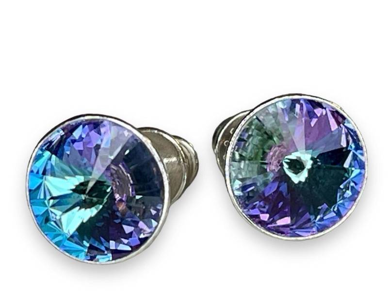 Silber Swarovski Kristall Mit 925 Sterling Ohrstecker Ohrringe Rivoli Crystal Vitrail Light von KruemelsAtelier