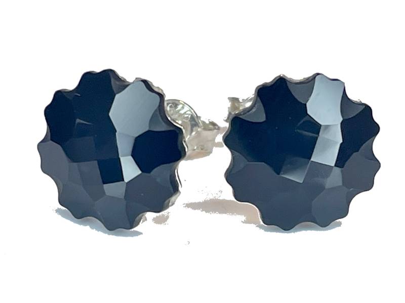 Silber Swarovski Kristall Mit 925 Sterling Ohrstecker Verziert Jelly Fish Jet Schwarz Ohrringe Ohrhänger von KruemelsAtelier