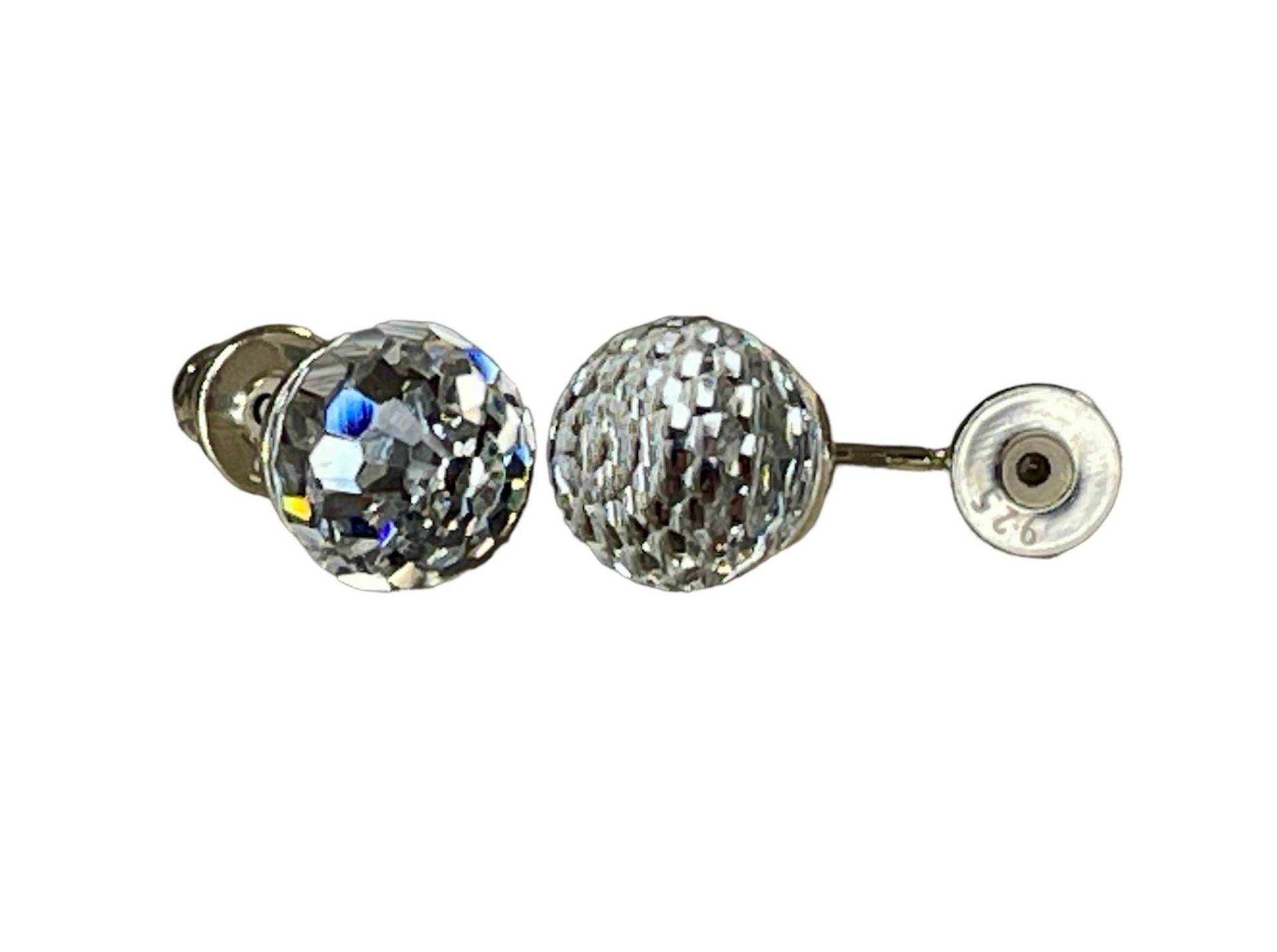 Silber Swarovski Kristall Perle Kugel Ball Verziert Mit 925 Sterling Ohrstecker Ohrhänger Discokugel Crystal von KruemelsAtelier