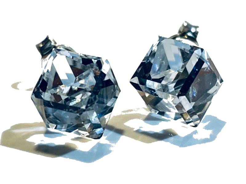 Silber Swarovski Kristall Würfel Cube Verziert Mit Ohrstecker Ohrhänger 925 Sterling Crystal Comet Argent Light von KruemelsAtelier