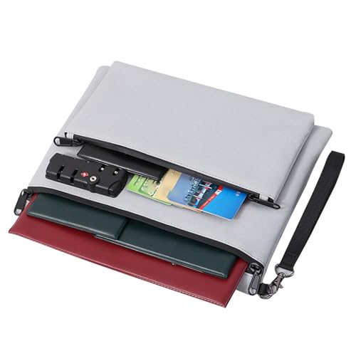 Krujecnt Sicherer Geldbeutel,Geldbeutel für Reiseaufbewahrung - Doppelschichtige Verriegelte Geldbörse Für Kasse Notar Unterlagen Reisepässe von Krujecnt