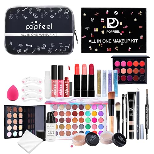 Krujecnt Vollgesichts-Make-up-Set, Make-up-Set für Frauen, komplettes Set | 27 Stück/Set Reise-Make-up-Palette | Damen-Make-up-Sets, komplettes Set, Make-up-Sets, tragbare Make-up-Sets, Make-up-Set, von Krujecnt